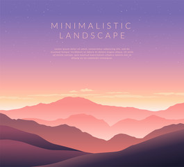 Minimalistic vector landscape background of mountains for your design.