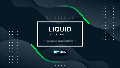 Dynamic abstract wavy background. Modern black fluid shape with geometric dots composition. Dark background vector illustration.