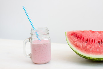 fresh watermelon and strawberry smoothie