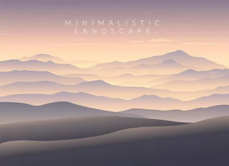 Gordijnen Minimalistic vector landscape background of mountains for your design. © prohorov