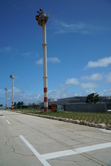 Shimoji island,Japan-June 29, 2019: Miyako Shimojishima Airport Terminal tarmac and runway