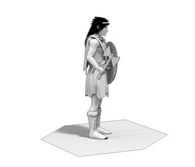 3d render, warrior character, illustration