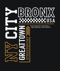 College NY City Bronx typography, for t-shirt and other uses.