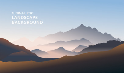 Minimalistic vector landscape background of mountains for your design.