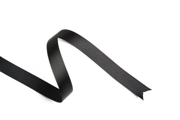 Black ribbon border isolated on white background