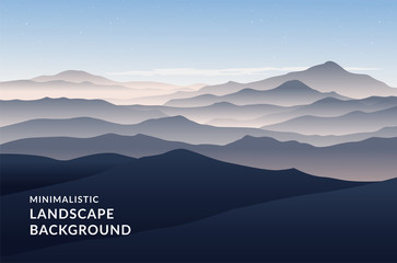 Fototapeta na wymiar Minimalistic vector landscape background of mountains for your design.