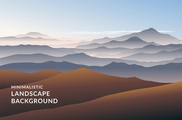 Fototapeta na wymiar Minimalistic vector landscape background of mountains for your design.