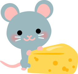 かわいいネズミとチーズ