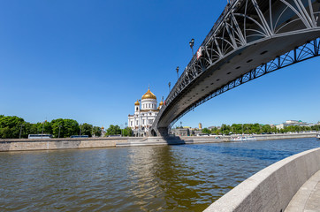 Christ the Savior Cathedral and Patriarshy Bridge (day), Moscow, Russia