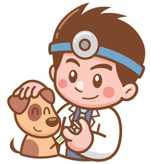 Vector illustration of Cartoon Pet Doctor