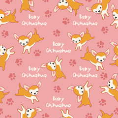 Set of Puppies isolated on pastel background : Seamless Pattern : Vector Illustration