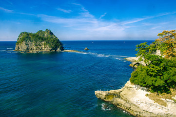 Fototapeta premium The coast of Nishi-Izu in Japan. Blue landscape