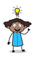 Presenting a Idea - Retro Black Office Girl Cartoon Vector Illustration