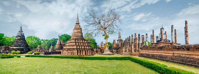 Wat Mahathat Temple in the precinct of Sukhothai Historical Park, a UNESCO World Heritage Site in...