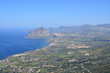 Gulf of Bonagia (mount Cofanor) view from Erice