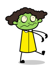 Zombie - Retro Black Office Girl Cartoon Vector Illustration