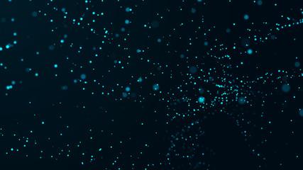 Dust particles. Abstract futuristic background of dots. Cosmic illustration. 3d rendering.