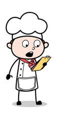 Reading Menu Items - Cartoon Waiter Male Chef Vector Illustration