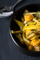 spicy pumpkin in shrimp coconut milk sauce or also known as ginataang kalabasa in the Philippines