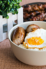 longgasilog, Filipino style hotdog with egg on top of garlic rice is one of favorite dishes of Filipinos 