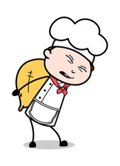 Carrying a Heavy Burden - Cartoon Waiter Male Chef Vector Illustration