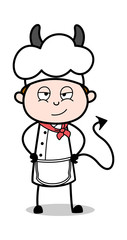 Evil Chef - Cartoon Waiter Male Chef Vector Illustration