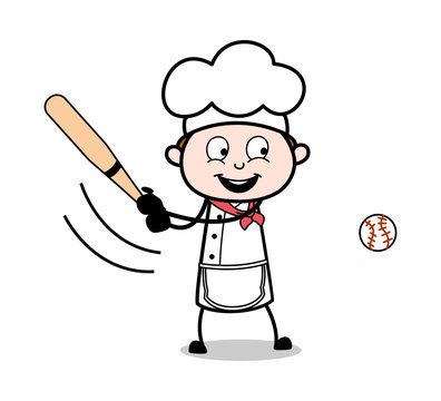 chef cartoon character swinging baseball bat clip art preview