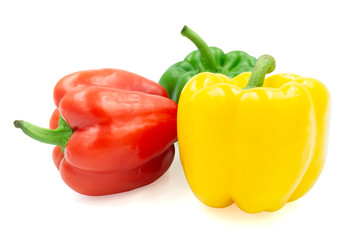 three peppers isolated on white background