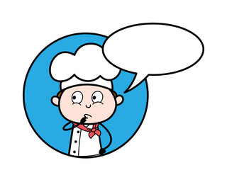 Thinking - Cartoon Waiter Male Chef Vector Illustration