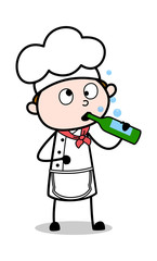 Drunk Chef - Cartoon Waiter Male Chef Vector Illustration