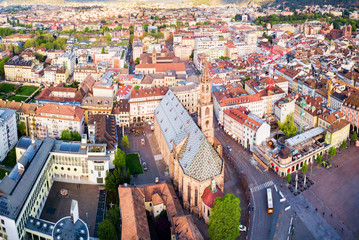 Bolzano Cathedral aerial panoramic view