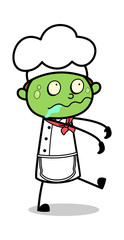 Walking Like Zombie - Cartoon Waiter Male Chef Vector Illustration