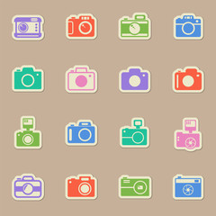 photo camera color sticker vector icons
