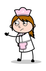 Aggressive Reaction - Retro Cartoon Waitress Female Chef Vector Illustration