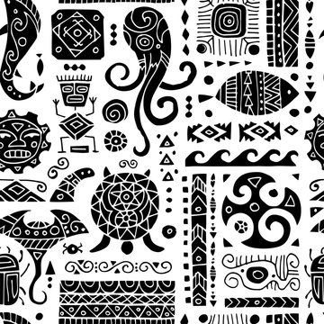 Ethnic handmade ornament. Seamless pattern for your design. Polynesian style