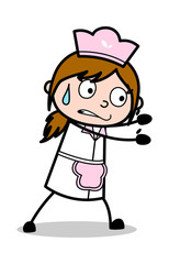 Trying to Hold with Full of Force - Retro Cartoon Waitress Female Chef Vector Illustration