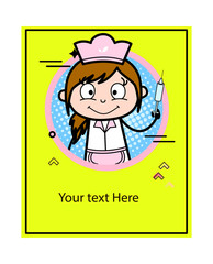 Showing a Injection - Retro Cartoon Waitress Female Chef Vector Illustration