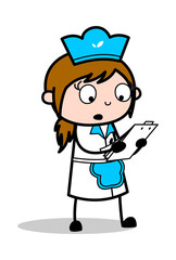 Reading Instruction - Retro Cartoon Waitress Female Chef Vector Illustration