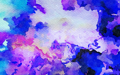 Abstract beauty painting watercolor background. Wet water paint splashes on paper. Art design template for print and graphic production. Wallpaper or fabric pattern in big size.