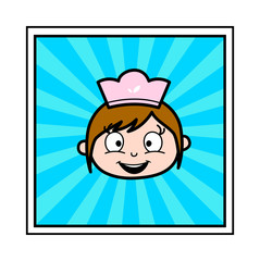 Smiling Face - Retro Cartoon Waitress Female Chef Vector Illustration