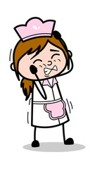 Irritated - Retro Cartoon Waitress Female Chef Vector Illustration