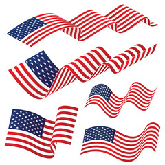 Waving American national flag isolated on white background, Vector