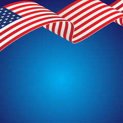 Happy 4th of July, United States Independence Day banner with flying  American national flag. Vector illustration.