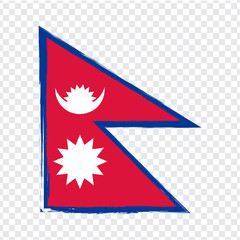 Flag of Nepal  from brush strokes. Flag Nepal on transparent background for your web site design, logo, app, UI. Stock vector. EPS10. - obrazy, fototapety, plakaty