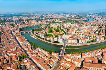 Obraz premium Verona aerial panoramic view, Italy