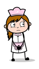 Watching with Care - Retro Cartoon Waitress Female Chef Vector Illustration
