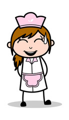 Very Happy - Retro Cartoon Waitress Female Chef Vector Illustration