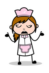 Ignoring - Retro Cartoon Waitress Female Chef Vector Illustration