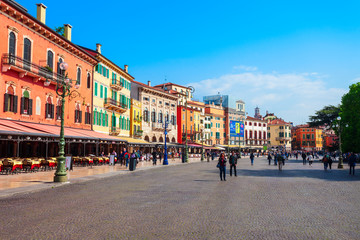 Piazza Bra square in Verona - obrazy, fototapety, plakaty