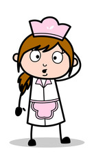Confused Face - Retro Cartoon Waitress Female Chef Vector Illustration